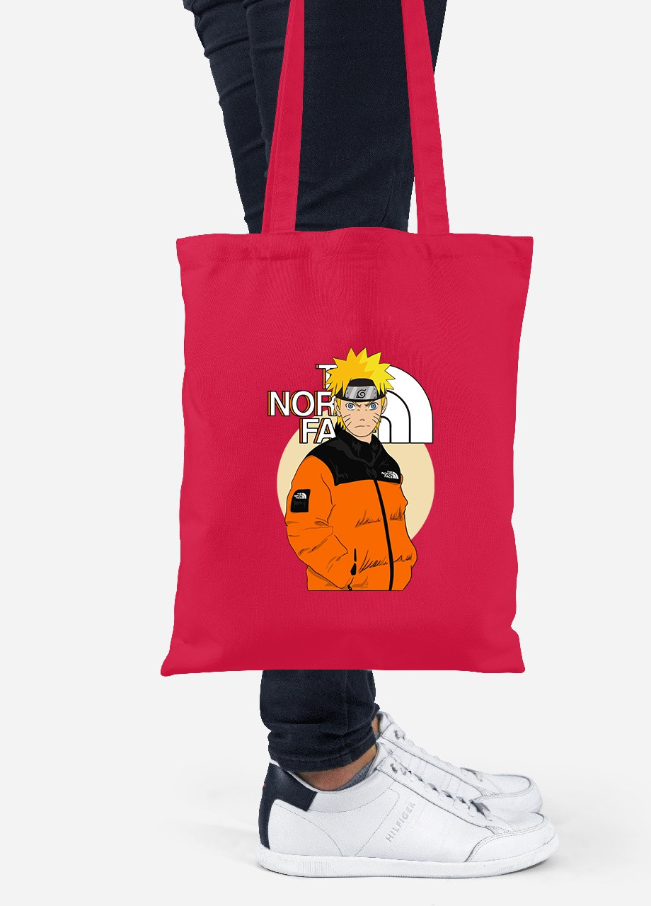 Эко сумка шопер Наруто Норс Фейс (Naruto The Norch Face) (92102-3480-RD) красная MobiPrint lite (256945397)
