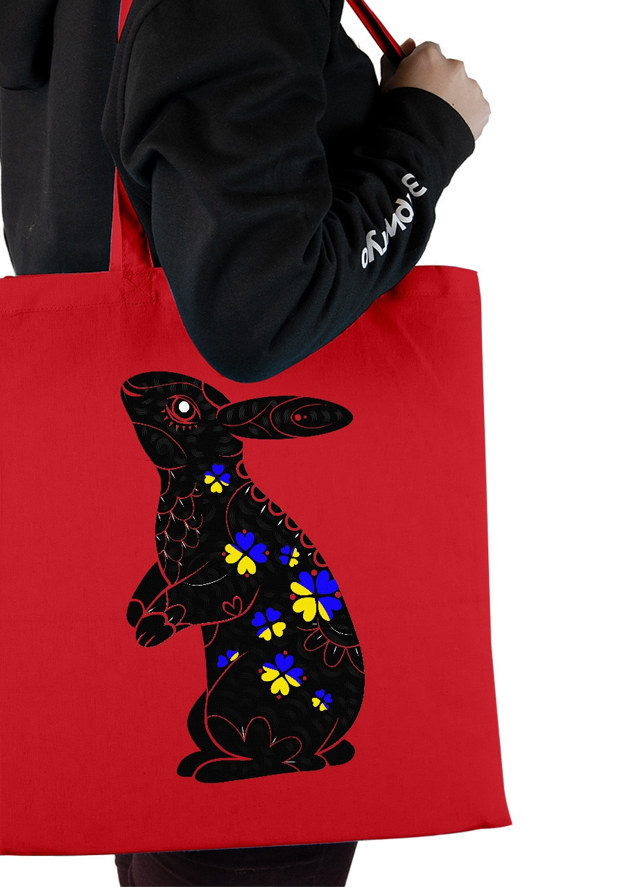 Эко сумка шопер Черный кролик (92102-3886-RD) красная MobiPrint Lite (256945671)