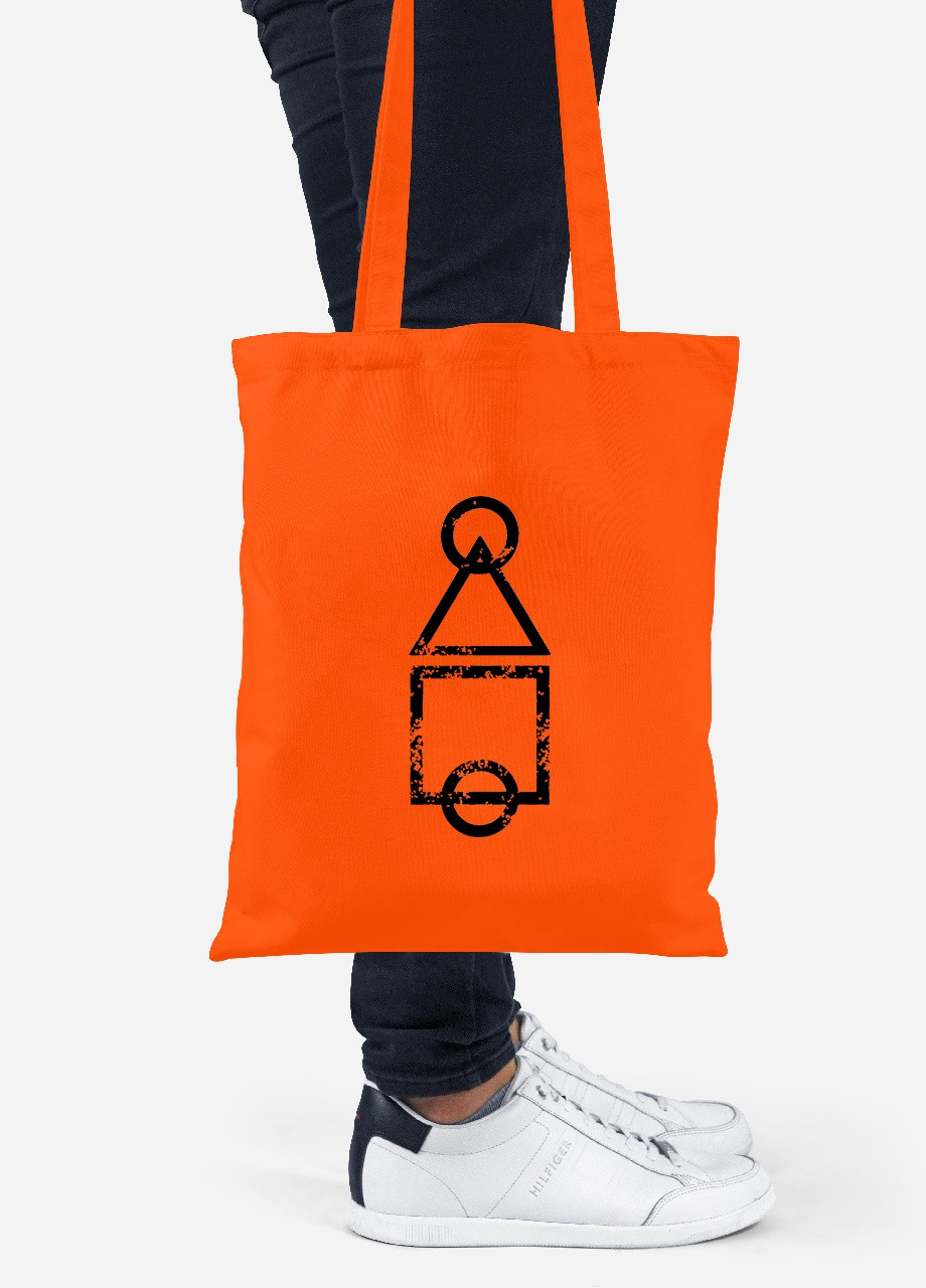 Еко-сумка шоппер Ігрове поле Гра в кальмара (Squid Game) (92102-3375-OG) помаранчева MobiPrint lite (256945120)