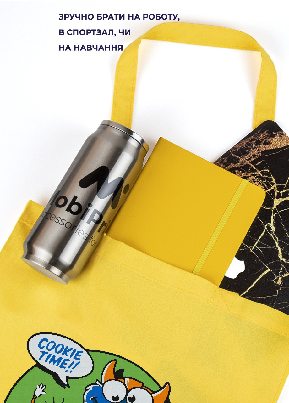 Еко-сумка шоппер Коржик (Cookie Monster Loki) (92102-3423-SY) жовта MobiPrint Lite (256943514)