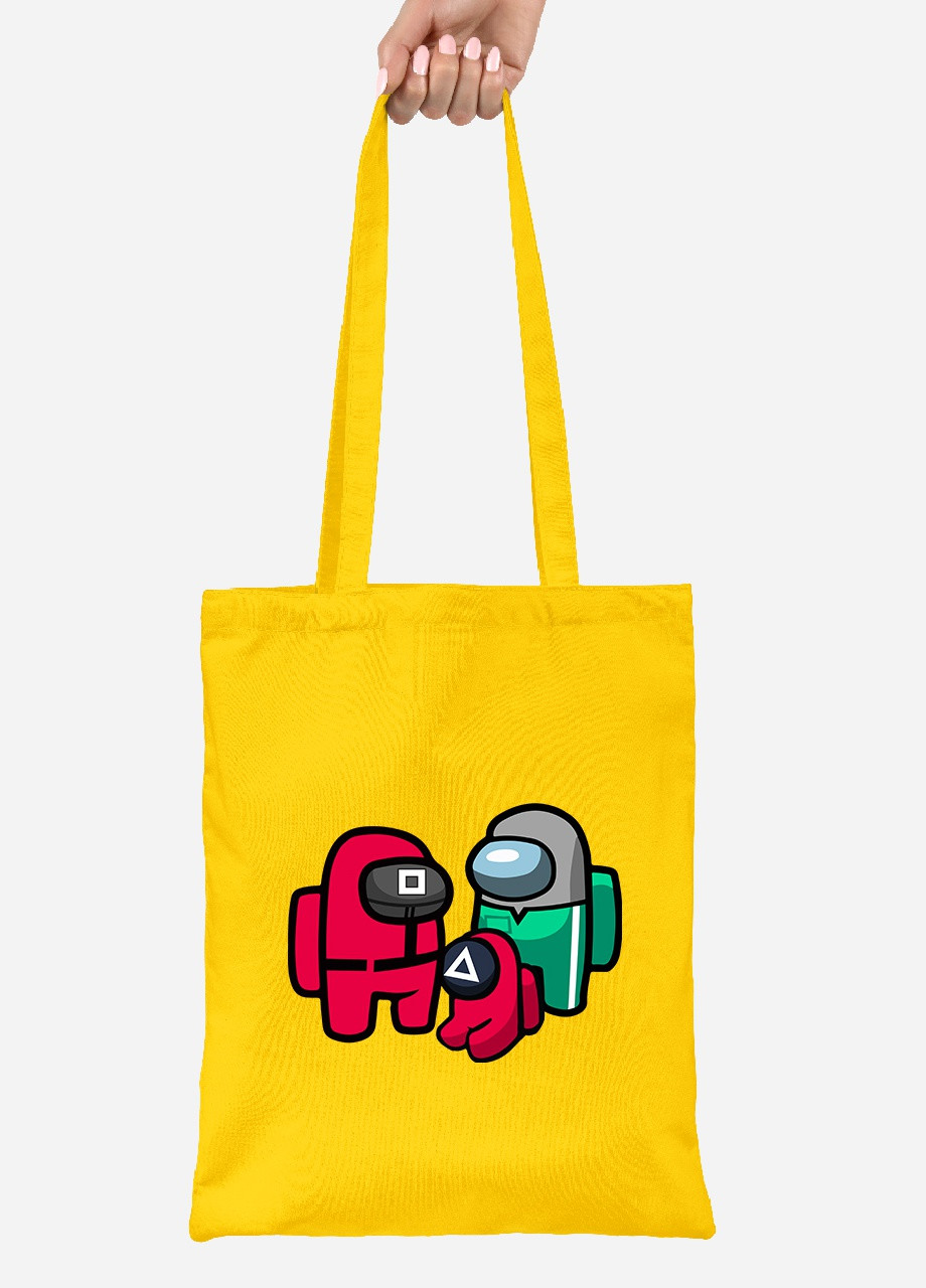 Эко сумка шопер Амонг Ас и Игра в кальмара (Among Us and Squid Game) (92102-3380-SY) желтая MobiPrint Lite (256945024)
