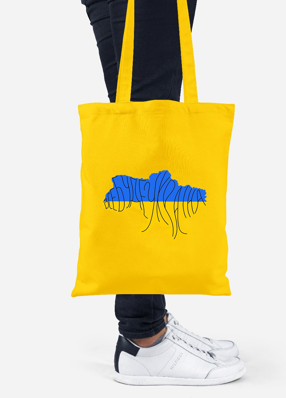 Еко-сумка шоппер Все буде Україна (92102-3771-SY) жовта MobiPrint Lite (256943501)