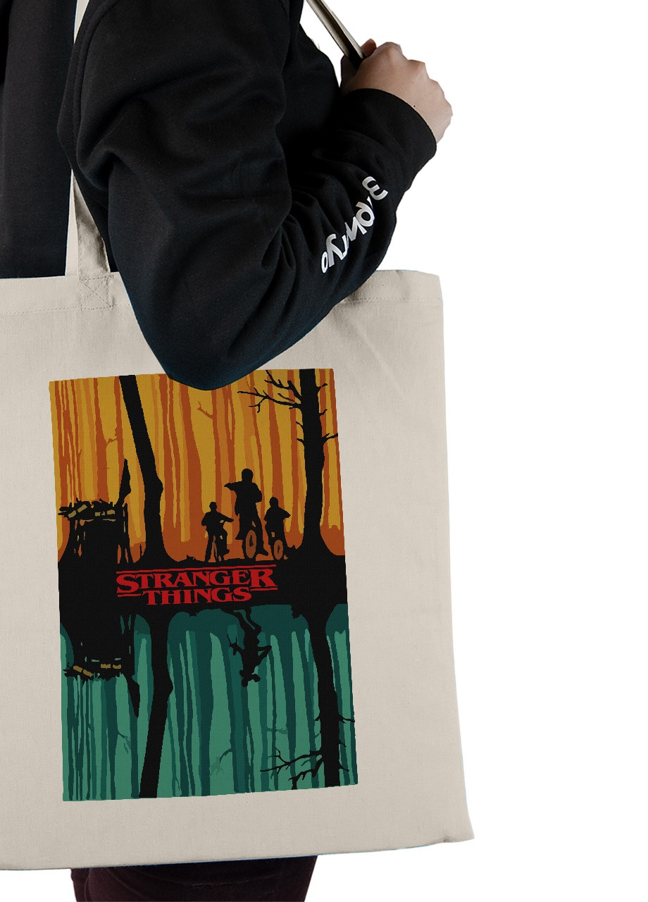 Еко-сумка шоппер Дуже дивні справи постер (Stranger Things poster) (92102-3573-BG) бежева MobiPrint lite (256945466)