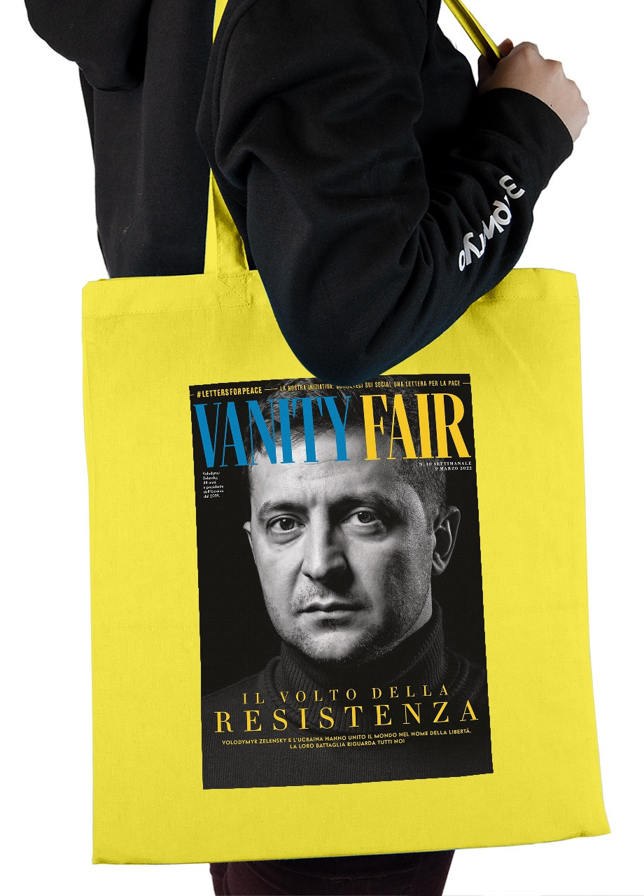 Эко сумка шопер Владимир Зеленский (92102-3685-SY) желтая MobiPrint Lite (256944993)