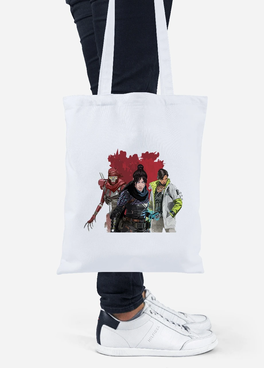 Эко сумка шопер Апекс леджендс, персонажи(Apex Legends poster) (92102-3494) белая MobiPrint Lite (256944441)