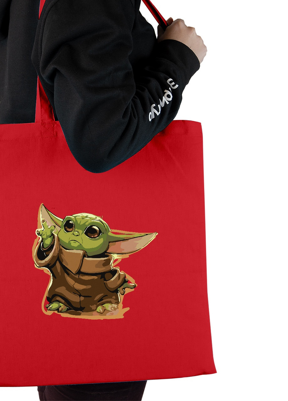 Эко сумка шопер Грогу Йода(Grogu Baby Yoda) (92102-3520-RD) красная MobiPrint lite (256945424)