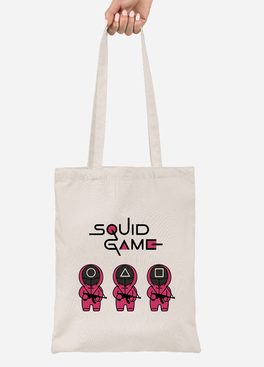 Эко сумка шопер Игра в кальмара (Squid Game) (92102-3376-BG) бежевая MobiPrint lite (256945428)