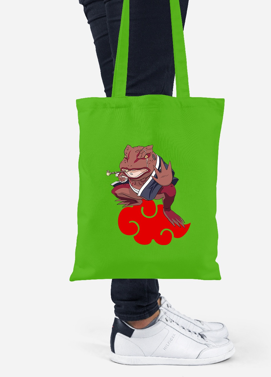 Еко-сумка шоппер Наруто жаба Гамабунта (Naruto) (92102-3479-LM) салатова MobiPrint lite (256944749)