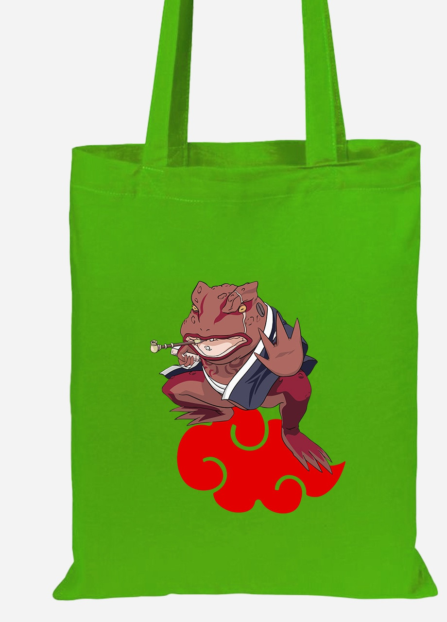 Эко сумка шопер Наруто жаба Гамабунта (Naruto) (92102-3479-LM) салатовая MobiPrint lite (256944749)