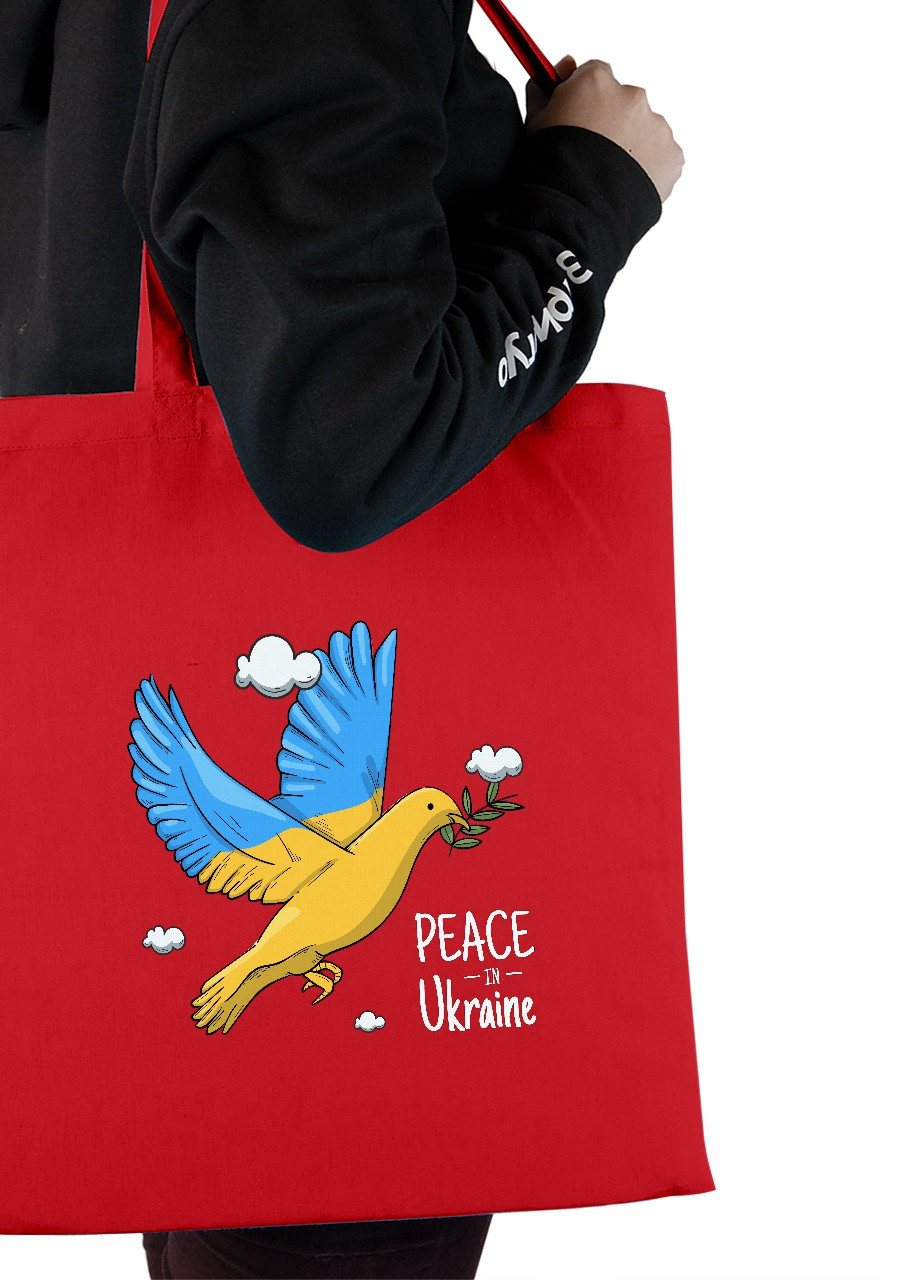 Эко сумка шопер Голубь мира (92102-3895-RD) красная MobiPrint Lite (256944160)