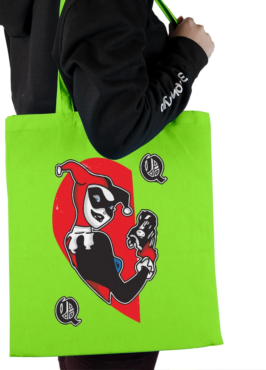 Еко-сумка шоппер Харлі Квін (Harley Quinn) (92102-3462-LM) салатова MobiPrint Lite (256943455)