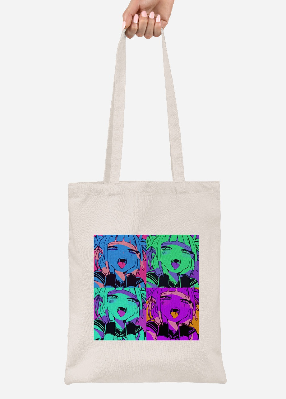 Еко-сумка шоппер Ахегао дівчина колаж(Ahegao girl) (92102-3501-BG) бежева MobiPrint Lite (256943540)