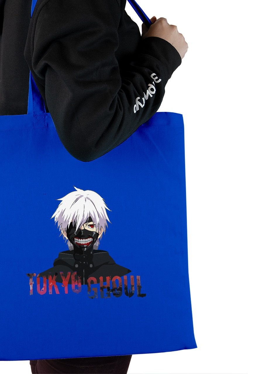 Еко-сумка шоппер Токійський гуль Кен Канекі лого-портрет(Tokyo Ghoul) (92102-3528-SK) голуба MobiPrint lite (256944697)