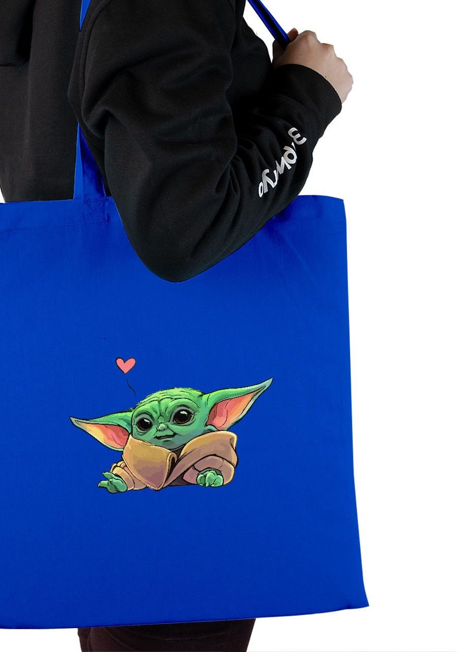 Эко сумка шопер Грогу Йода лайк(Grogu Baby Yoda) (92102-3522-SK) голубая MobiPrint lite (256945321)