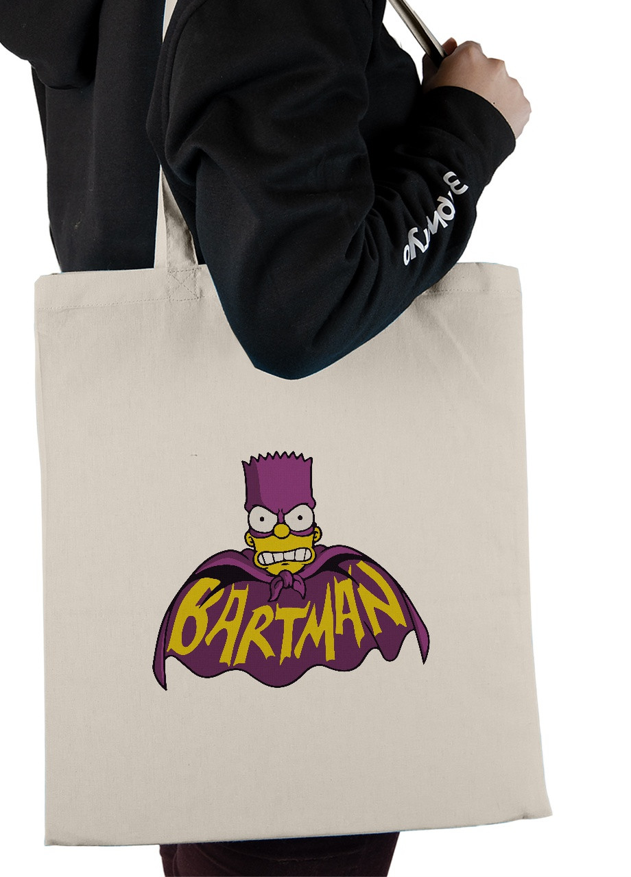 Эко сумка шопер Бартмен Барт Симпсон (Bartman The Simpsons) (92102-3409-BG) бежевая MobiPrint lite (256945026)