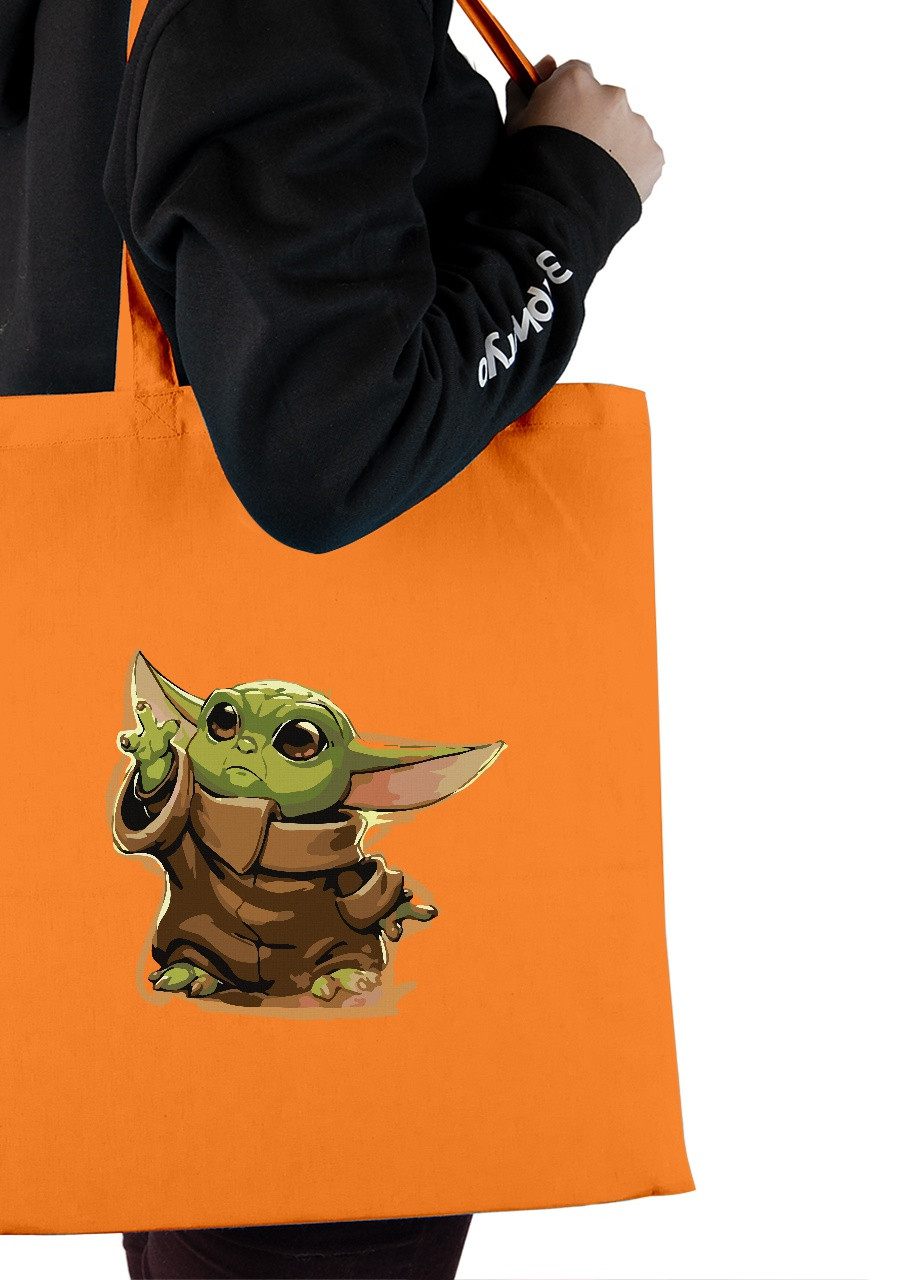 Эко сумка шопер Грогу Йода(Grogu Baby Yoda) (92102-3520-OG) оранжевая MobiPrint Lite (256945510)