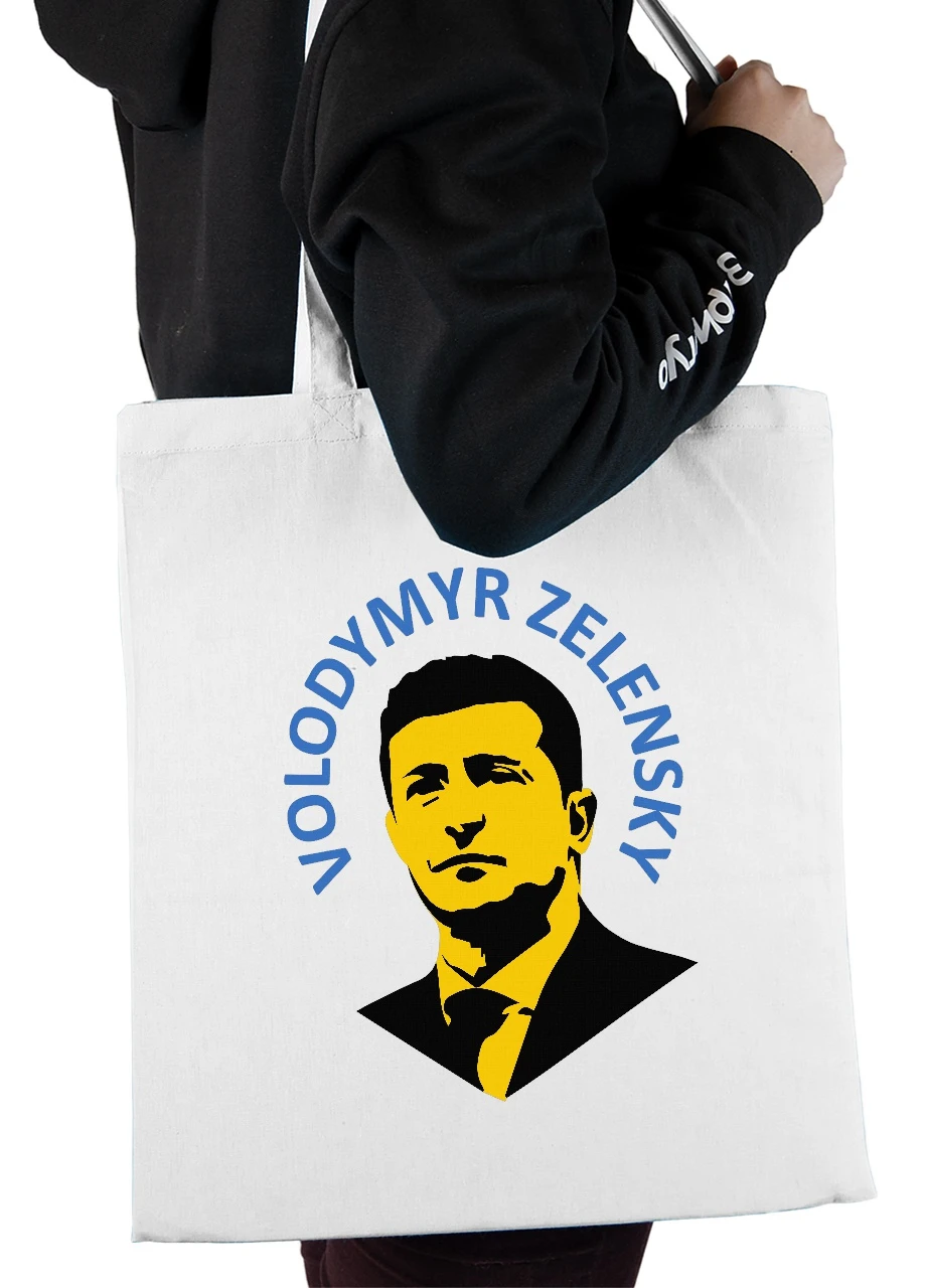 Эко сумка шопер Владимир Зеленский (92102-3680) белая MobiPrint Lite (256943987)