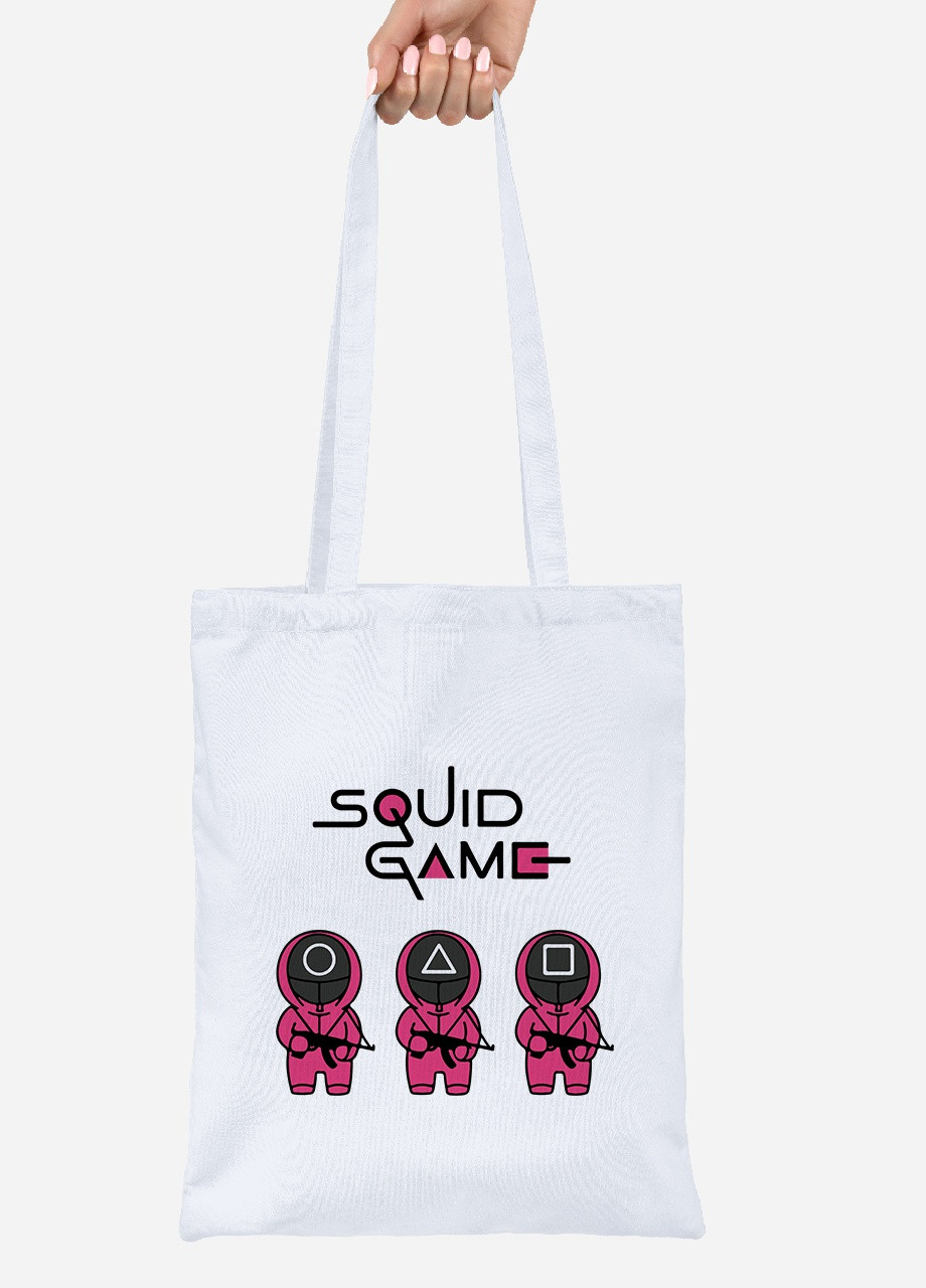 Эко сумка шопер Игра в кальмара (Squid Game) (92102-3376) белая MobiPrint lite (256945575)