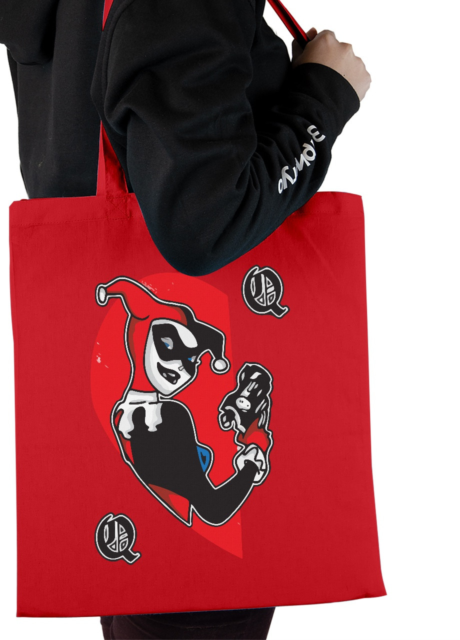 Эко сумка шопер Харли Квинн (Harley Quinn) (92102-3462-RD) красная MobiPrint lite (256945560)