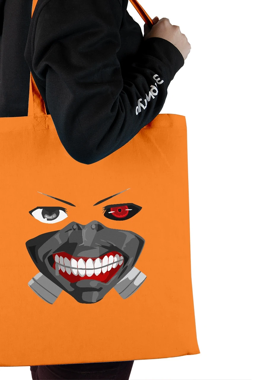 Еко-сумка шоппер Токійський гуль Кен Канекі маска(Tokyo Ghoul in mask) (92102-3525-OG) помаранчева MobiPrint Lite (256943630)