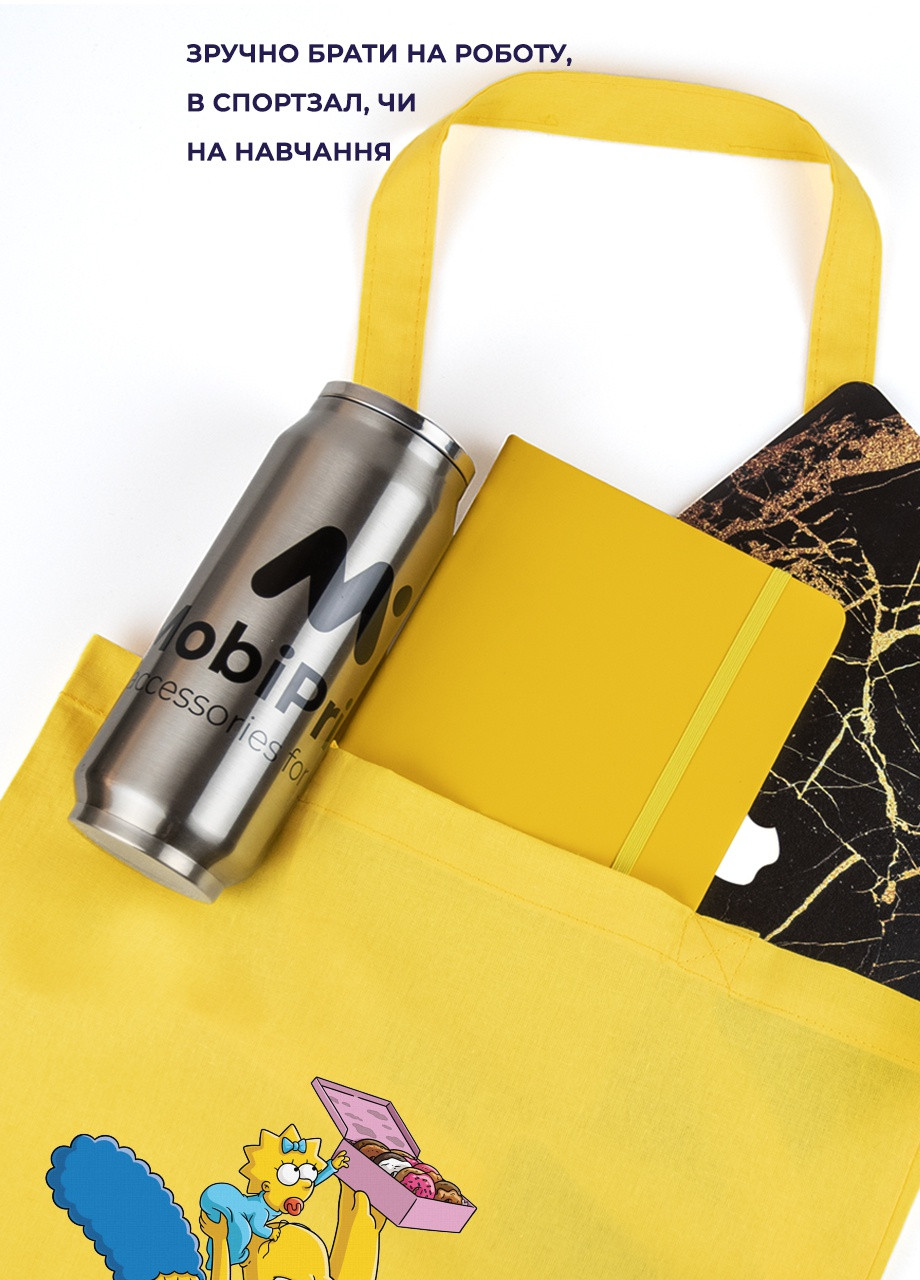 Еко-сумка шоппер Сім'я Сімпсонів (92102-3906-SY) жовта MobiPrint Lite (256945621)