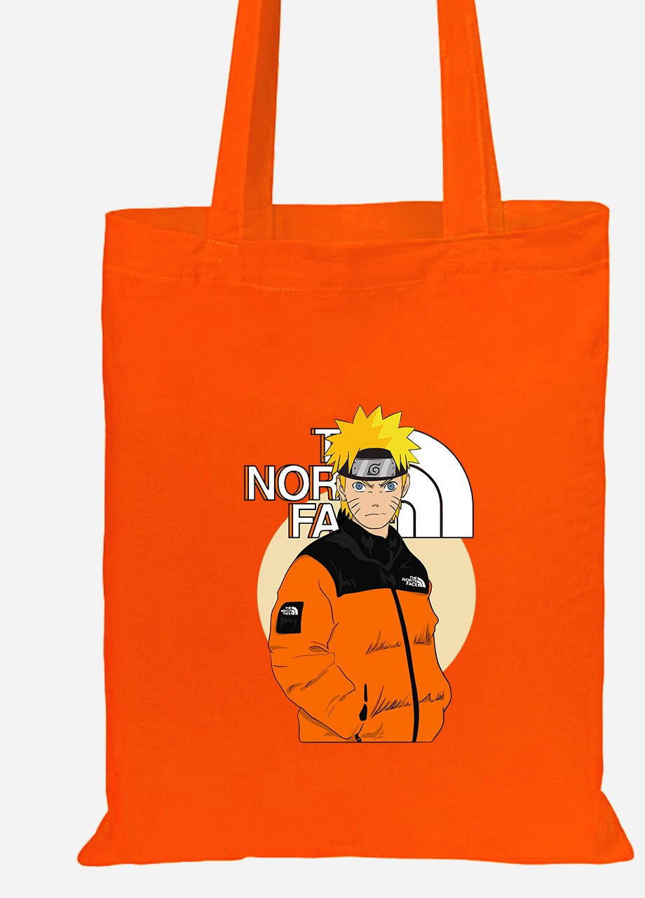 Эко сумка шопер Наруто Норс Фейс (Naruto The Norch Face) (92102-3480-OG) оранжевая MobiPrint Lite (256944031)