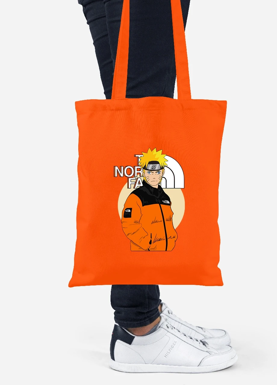 Эко сумка шопер Наруто Норс Фейс (Naruto The Norch Face) (92102-3480-OG) оранжевая MobiPrint Lite (256944031)