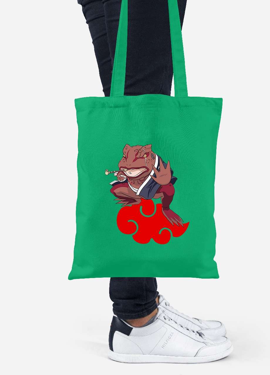 Эко сумка шопер Наруто жаба Гамабунта (Naruto) (92102-3479-KG) зеленая MobiPrint lite (256945284)