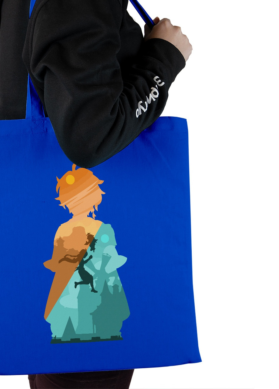 Эко сумка шопер Геншин Импакт Путешественник(Genshin Impact Aether) (92102-3557-SK) голубая MobiPrint Lite (256945161)