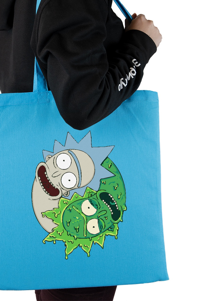Еко-сумка шоппер Рік та Морті (Rick and Morty) (92102-3446-BL) синя MobiPrint Lite (256944235)