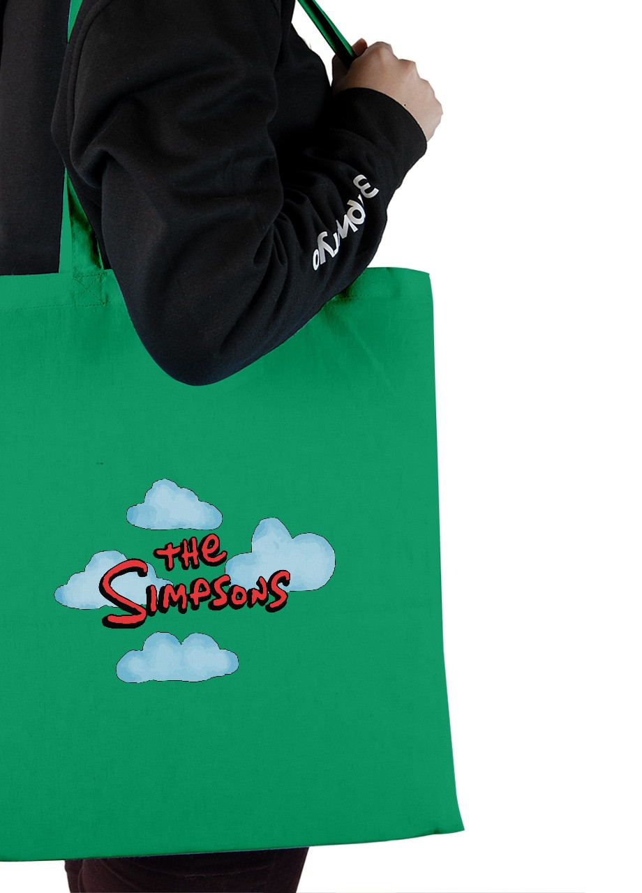 Еко-сумка шоппер Сімпсони (The Simpsons) (92102-3412-KG) зелена MobiPrint lite (256945702)