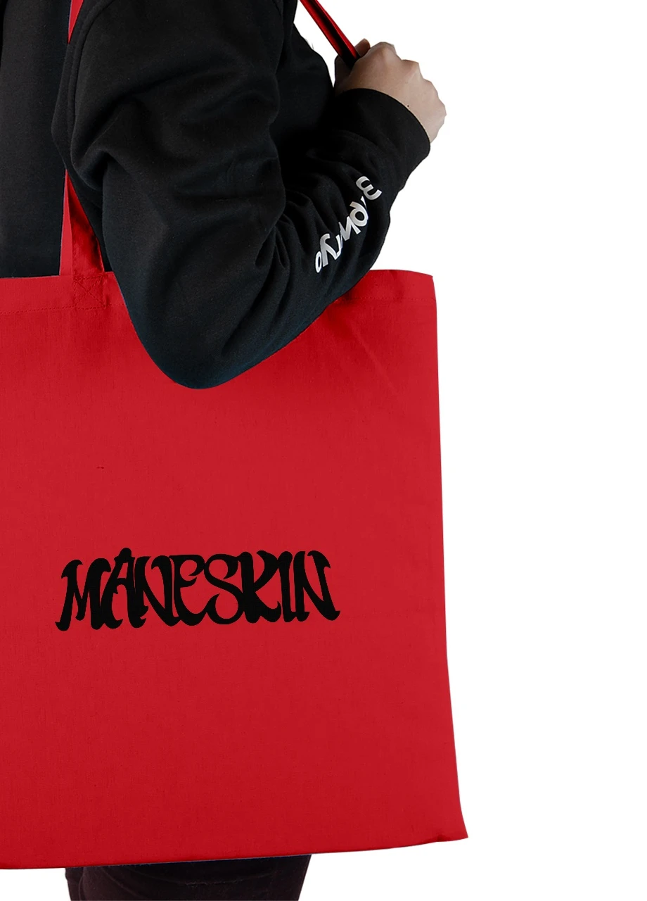Еко-сумка шоппер Манескін лого(Maneskin logo) (92102-3513-RD) червона MobiPrint Lite (256944374)