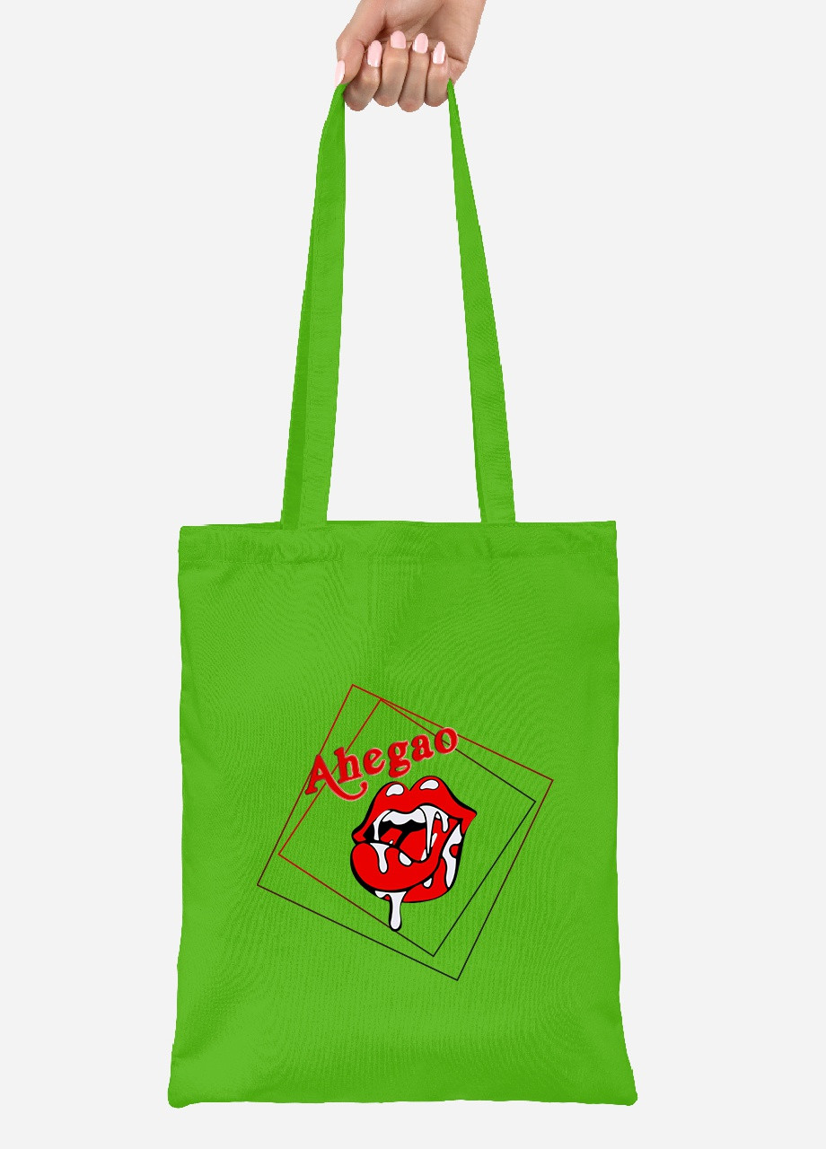 Еко-сумка шоппер Ахегао губи-лого(Ahegao girl) (92102-3503-LM) салатова MobiPrint Lite (256943648)