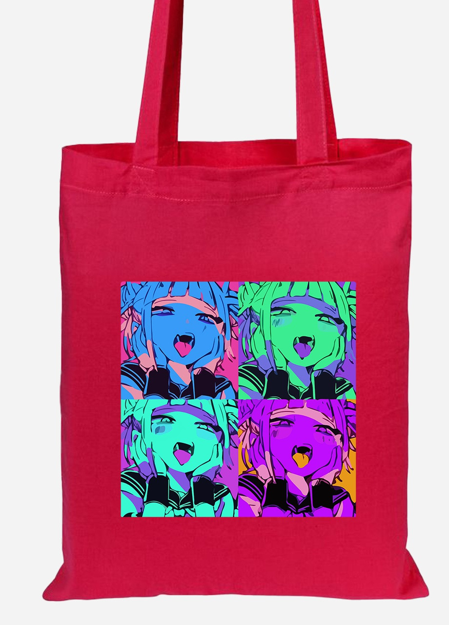 Еко-сумка шоппер Ахегао дівчина колаж(Ahegao girl) (92102-3501-RD) червона MobiPrint Lite (256943622)