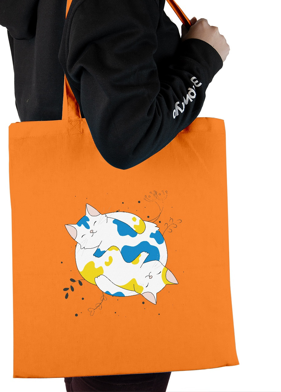 Еко-сумка шоппер Українські муркотики (92102-3900-OG) помаранчева MobiPrint lite (256945888)