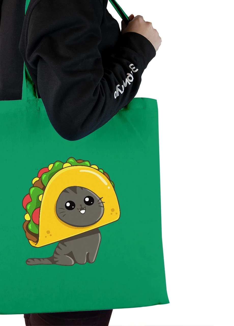 Еко-сумка шоппер Тако Кіт (Tacocat) (92102-3434-KG) зелена MobiPrint Lite (256943762)