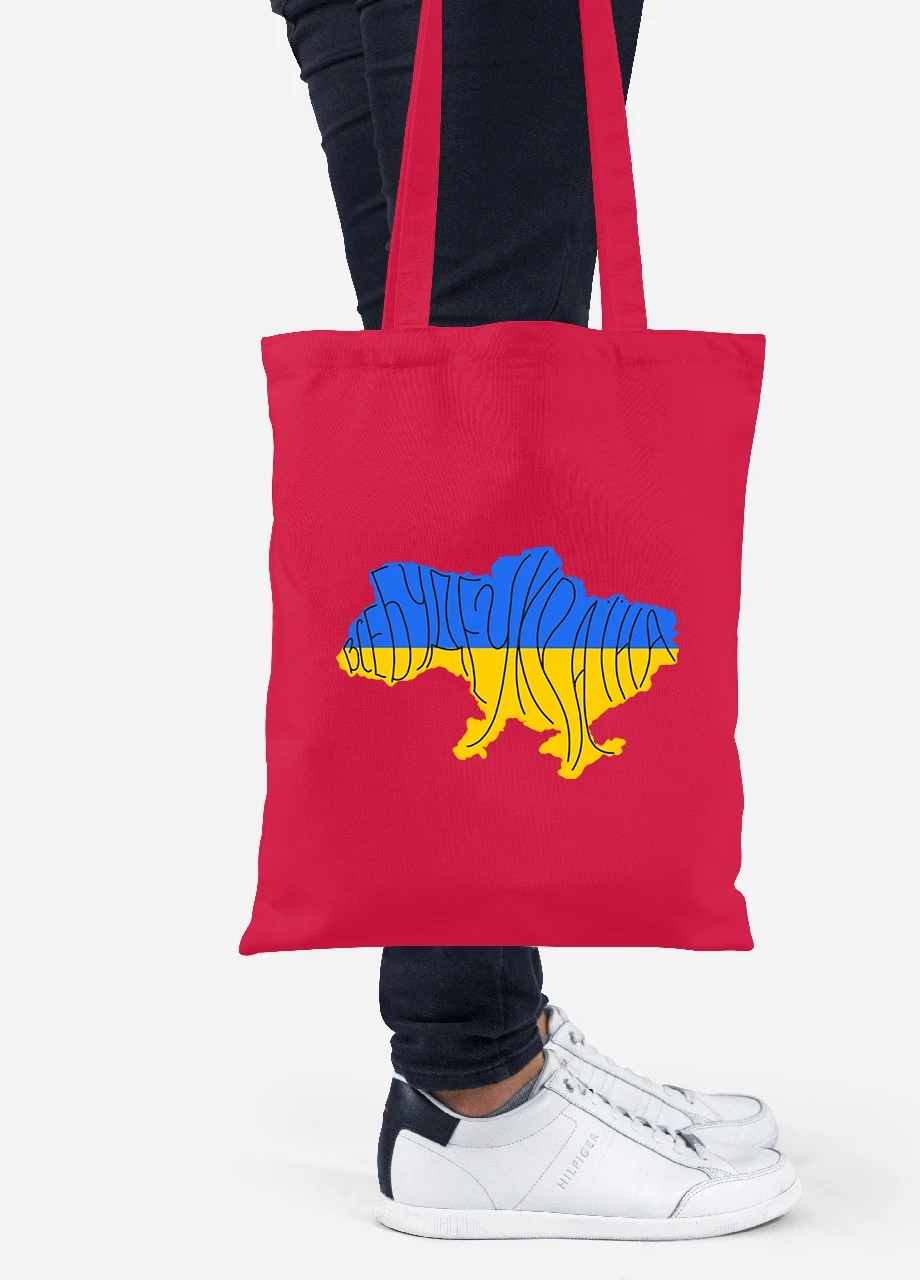 Еко-сумка шоппер Все буде Україна (92102-3771-RD) червона MobiPrint Lite (256944902)