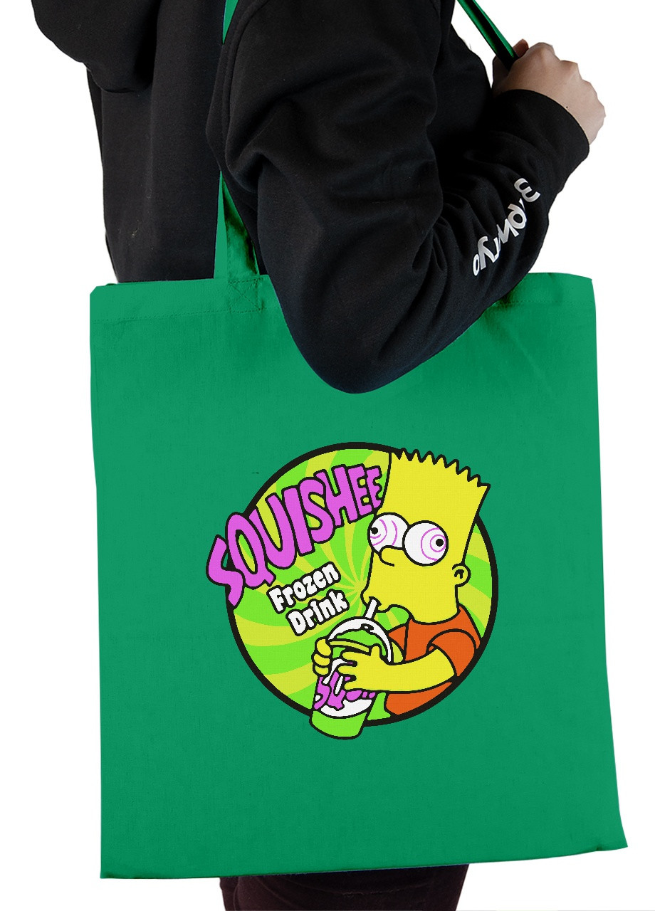 Эко сумка шопер Барт Симпсон (Bart The Simpsons) (92102-3410-KG) зеленая MobiPrint lite (256945941)