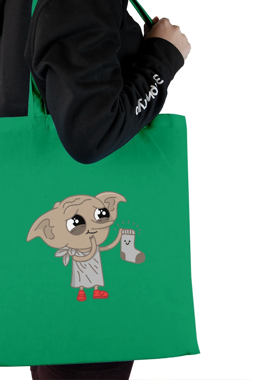 Еко-сумка шоппер Доббі Гаррі Поттер (Dobby Harry Potter) (92102-3430-KG) зелена MobiPrint Lite (256943466)