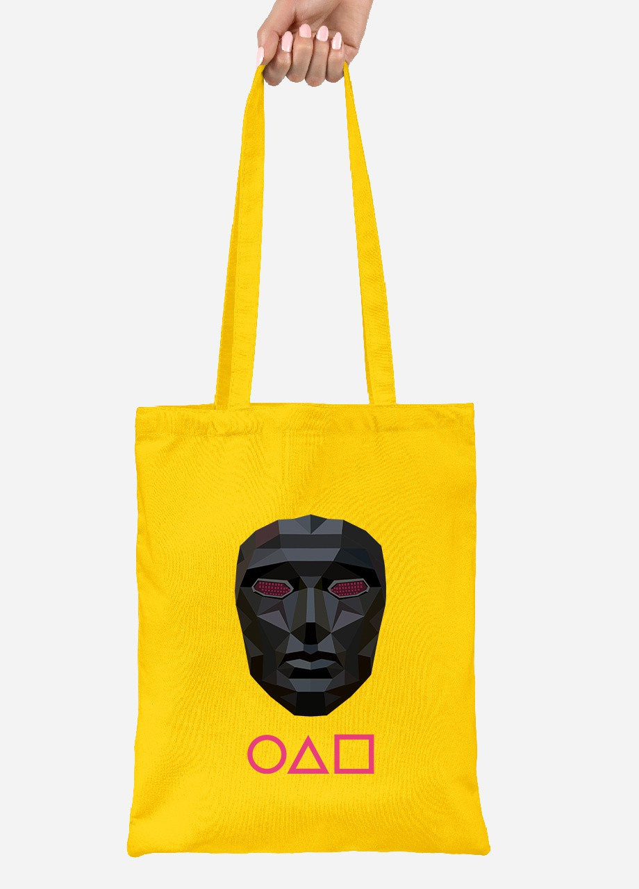 Эко сумка шопер Маска Распорядителя Игра в кальмара (Squid Game) (92102-3381-SY) желтая MobiPrint Lite (256943393)