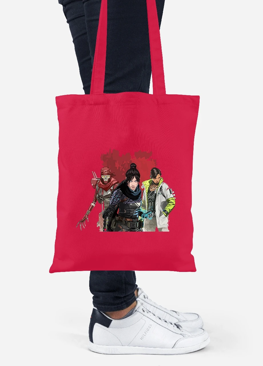 Эко сумка шопер Апекс леджендс, персонажи(Apex Legends poster) (92102-3494-RD) красная MobiPrint Lite (256943769)