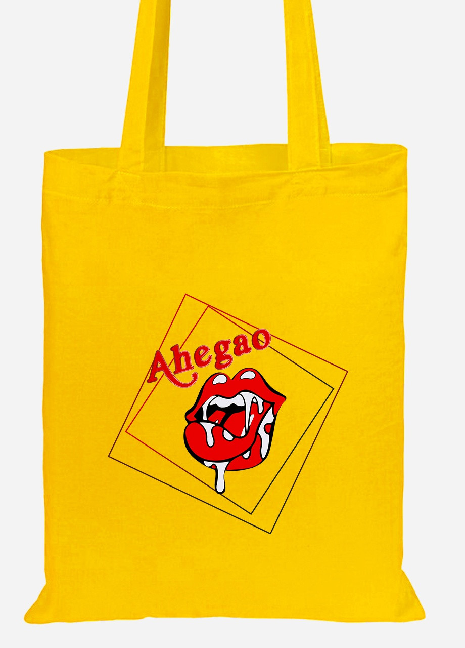 Эко сумка шопер Ахэгао губы-лого(Ahegao girl) (92102-3503-SY) желтая MobiPrint lite (256945194)