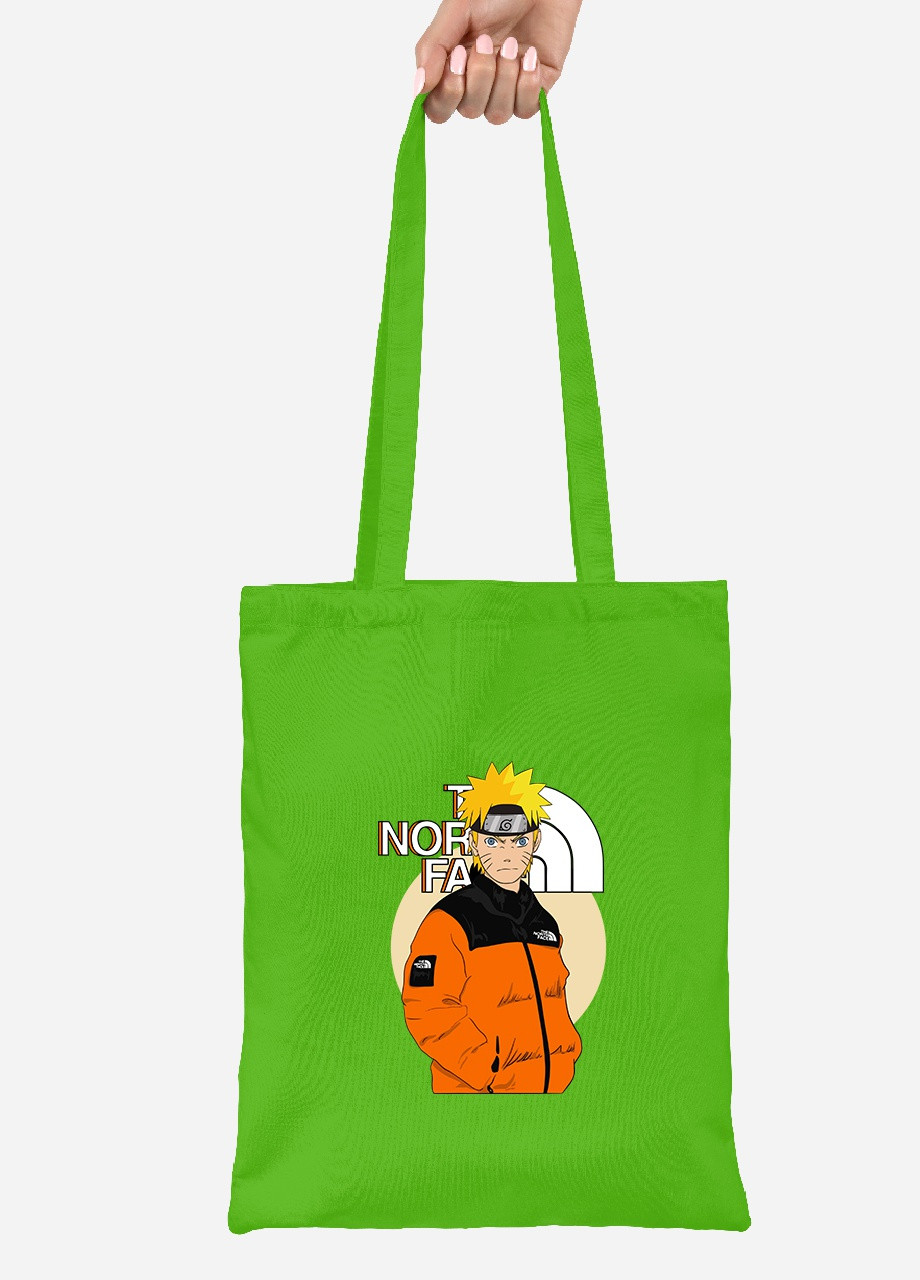 Эко сумка шопер Наруто Норс Фейс (Naruto The Norch Face) (92102-3480-LM) салатовая MobiPrint lite (256944846)