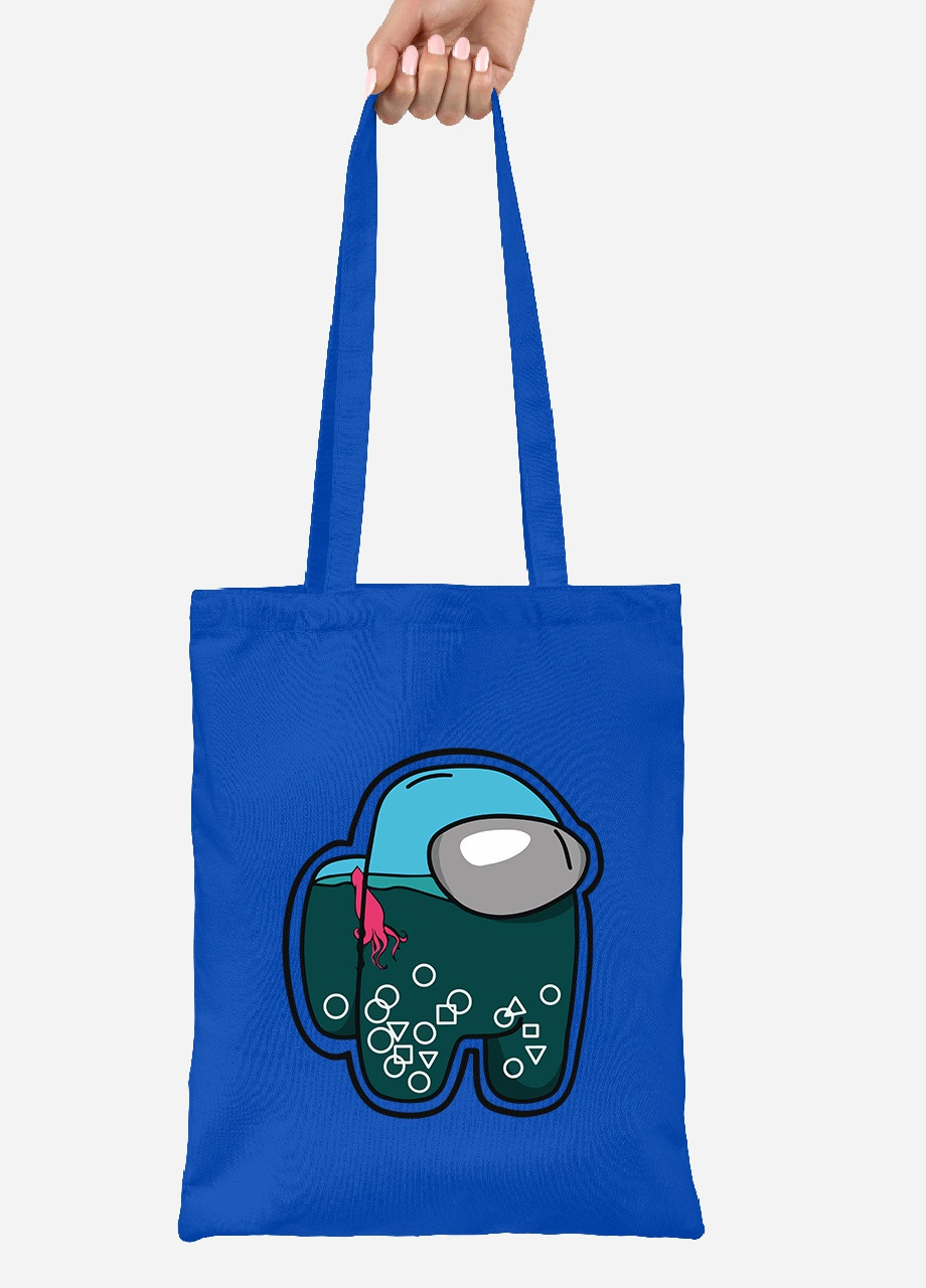 Эко сумка шопер Амонг Ас и Игра в кальмара (Among Us and Squid Game) (92102-3476-SK) голубая MobiPrint lite (256945777)