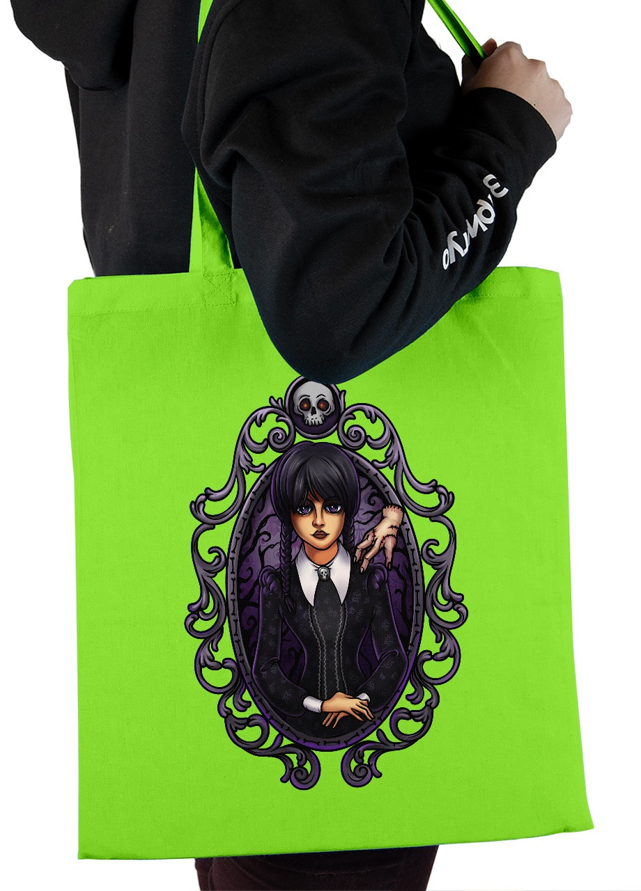 Еко-сумка шоппер Уенсдей (Wendsday) 2 (92102-3923-LM) салатова MobiPrint Lite (256943859)