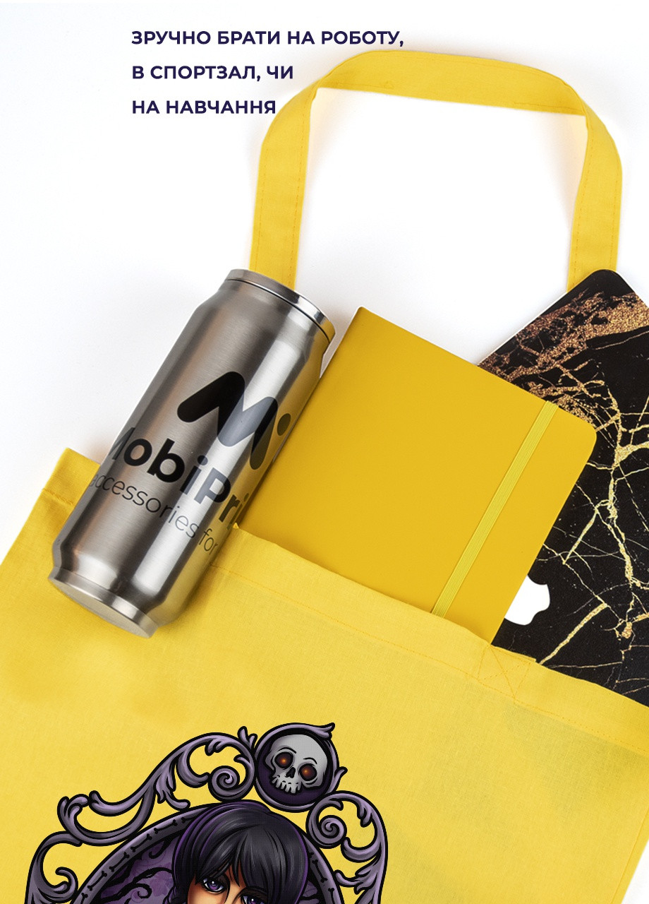 Еко-сумка шоппер Уенсдей (Wendsday) 2 (92102-3923-LM) салатова MobiPrint Lite (256943859)