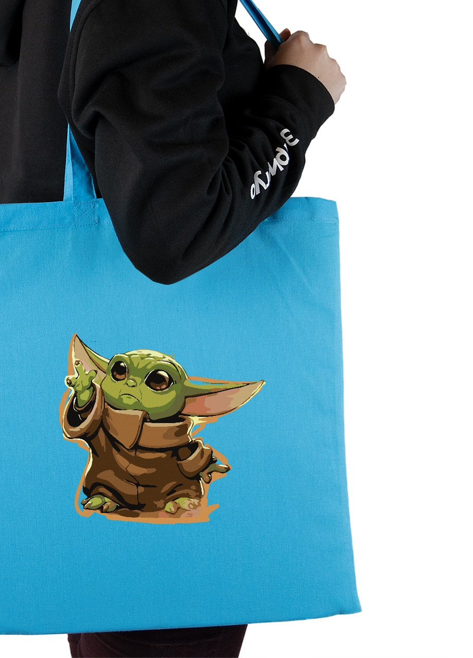 Эко сумка шопер Грогу Йода(Grogu Baby Yoda) (92102-3520-BL) синяя MobiPrint lite (256945127)