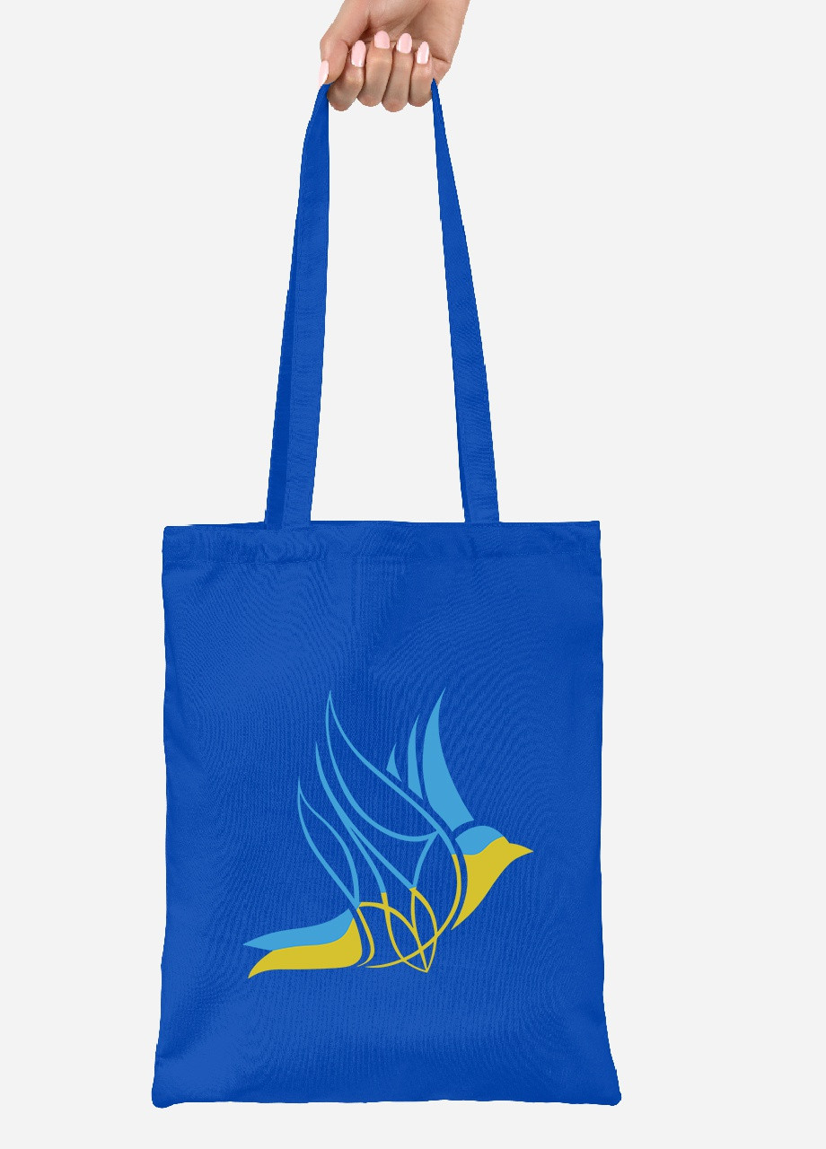 Эко сумка шопер Украинская птичка (92102-3743-SK) голубая MobiPrint lite (256945662)