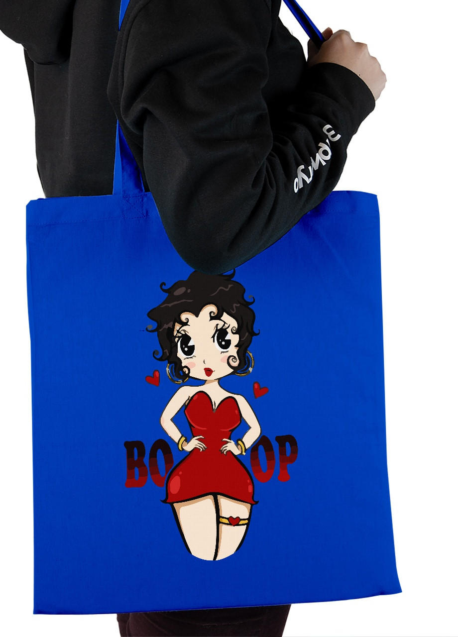 Эко сумка шопер Бетти Буп (Betty Boop) (92102-3468-SK) голубая MobiPrint lite (256944794)