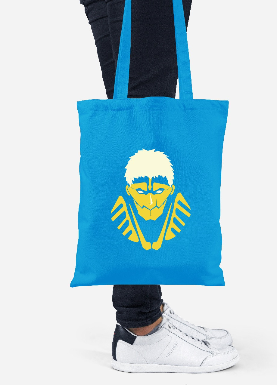 Еко-сумка шоппер Атака титанів Райнер Браун лого (Attack on Titan Rayner Brown logo) (92102-3492-BL) синя MobiPrint Lite (256944058)